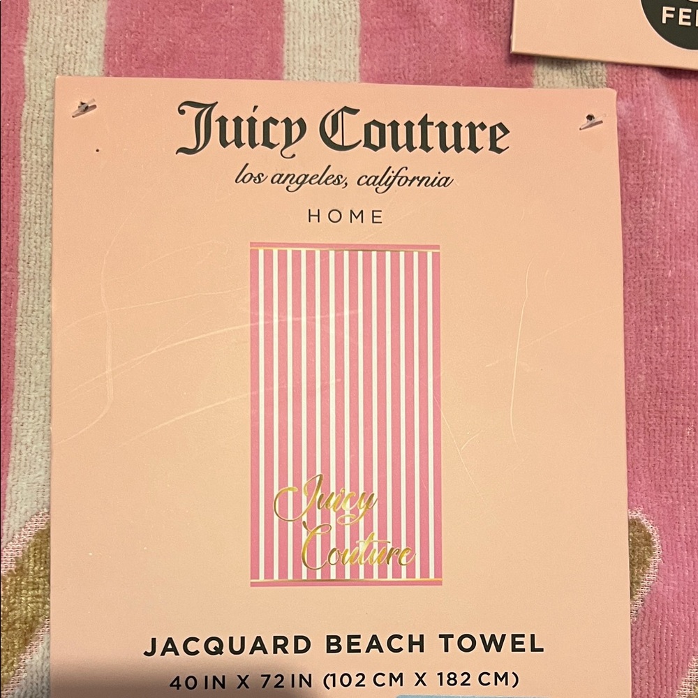 Juicy Couture BNWT Pink Striped Beach Towel